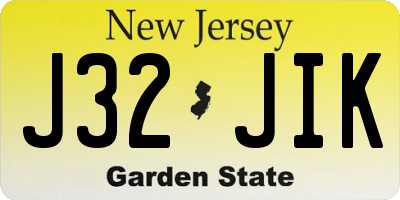 NJ license plate J32JIK