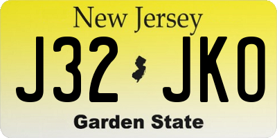 NJ license plate J32JKO