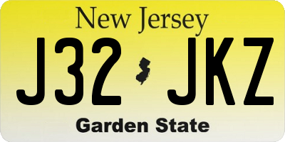 NJ license plate J32JKZ