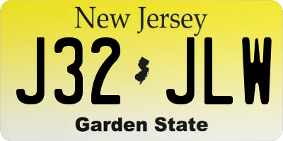 NJ license plate J32JLW