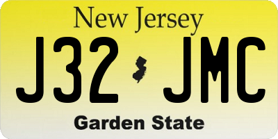 NJ license plate J32JMC