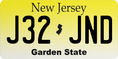 NJ license plate J32JND