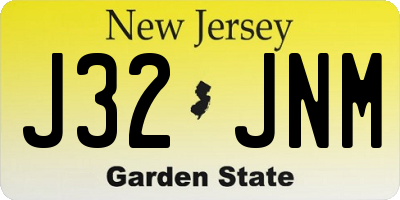 NJ license plate J32JNM