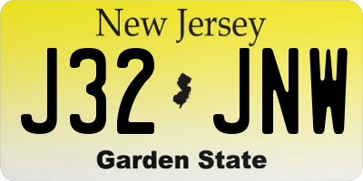NJ license plate J32JNW
