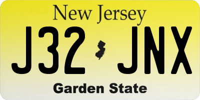 NJ license plate J32JNX