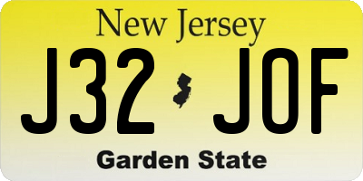 NJ license plate J32JOF