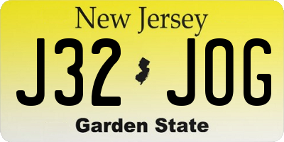NJ license plate J32JOG