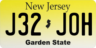 NJ license plate J32JOH