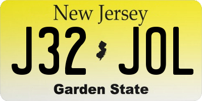 NJ license plate J32JOL