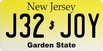 NJ license plate J32JOY