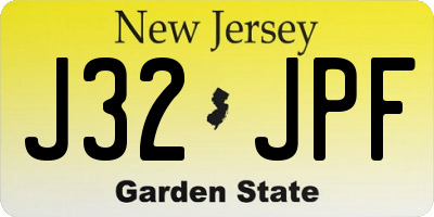 NJ license plate J32JPF