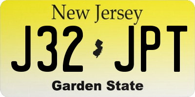 NJ license plate J32JPT