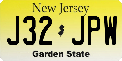 NJ license plate J32JPW