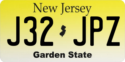NJ license plate J32JPZ