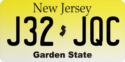NJ license plate J32JQC