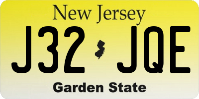 NJ license plate J32JQE