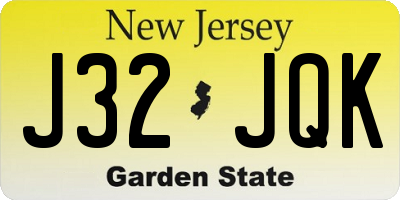 NJ license plate J32JQK