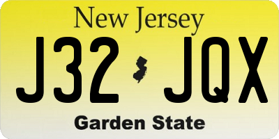 NJ license plate J32JQX