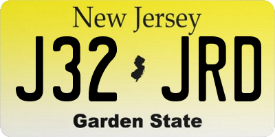 NJ license plate J32JRD