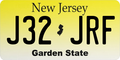 NJ license plate J32JRF
