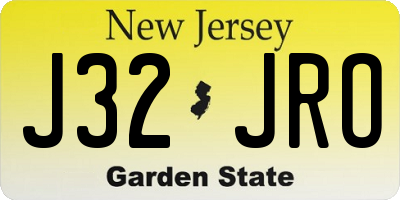NJ license plate J32JRO