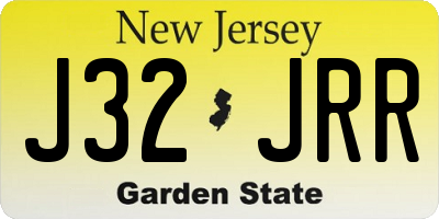 NJ license plate J32JRR