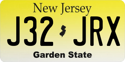 NJ license plate J32JRX