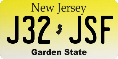 NJ license plate J32JSF