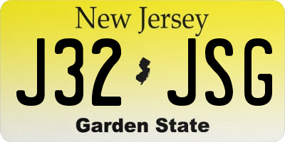 NJ license plate J32JSG