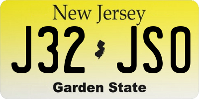 NJ license plate J32JSO