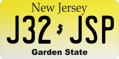 NJ license plate J32JSP