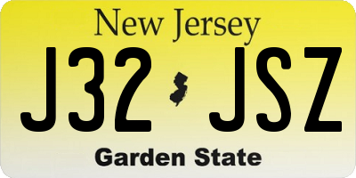 NJ license plate J32JSZ