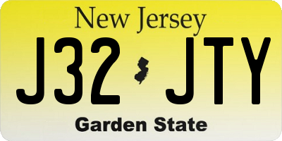 NJ license plate J32JTY