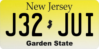 NJ license plate J32JUI