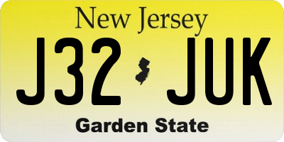 NJ license plate J32JUK