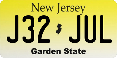 NJ license plate J32JUL