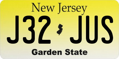 NJ license plate J32JUS