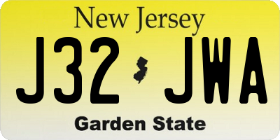 NJ license plate J32JWA