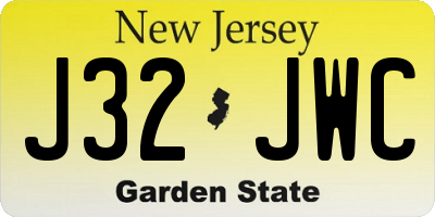 NJ license plate J32JWC