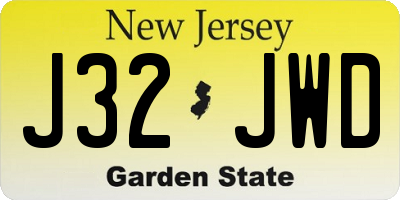 NJ license plate J32JWD