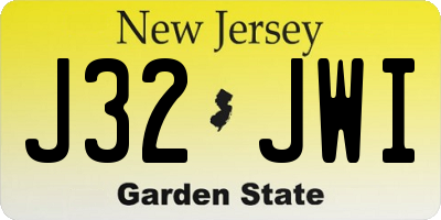 NJ license plate J32JWI