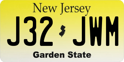 NJ license plate J32JWM