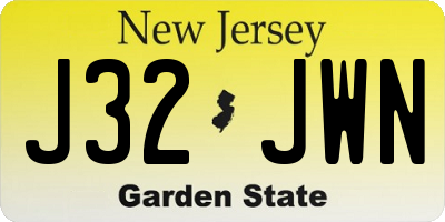 NJ license plate J32JWN