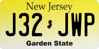 NJ license plate J32JWP