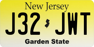 NJ license plate J32JWT