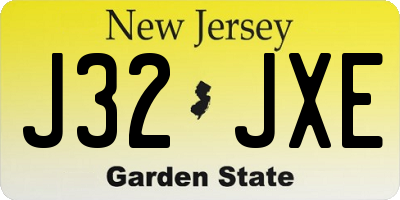 NJ license plate J32JXE