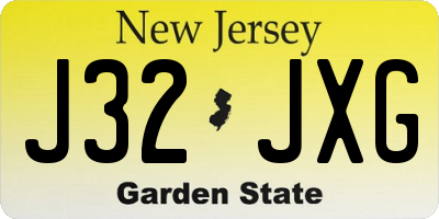 NJ license plate J32JXG