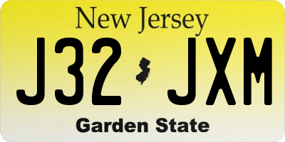 NJ license plate J32JXM