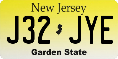 NJ license plate J32JYE