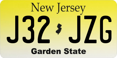 NJ license plate J32JZG